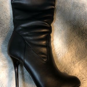 Over the knee heel leather boots